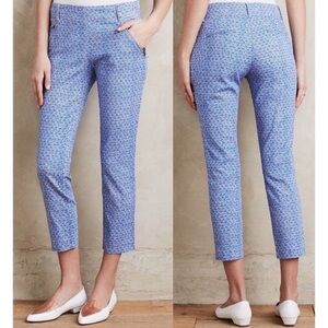 Anthro Cartonnier Seashell Charlie Crop Pants size 8